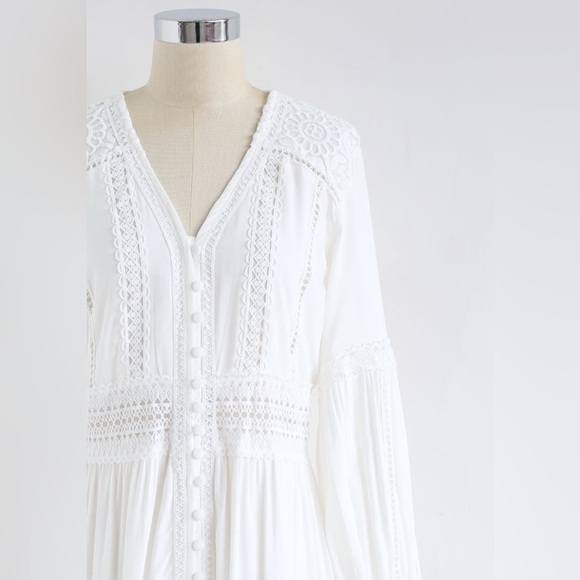 Elegant White boho Maxi Dress NWT - Picture 5 of 8